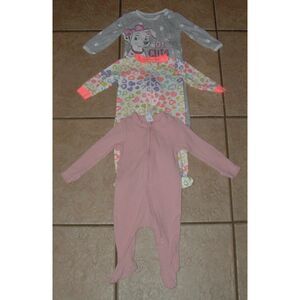 Girls Sz 0-3 Months Footed 3 Pc Multicolored Lounge Pajama Sleepers OLD NAVY